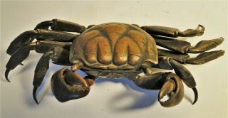 Antique Lg Japanese Bronze Fully Articulated Crab Jizai Work Meiji 1880