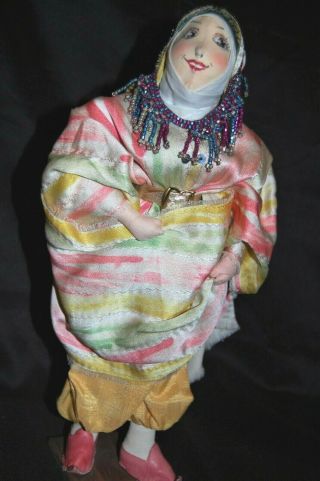 Vintage Ilse Ludecke Handmade German Artist 13 " Cloth Doll Turkish Turkey 1950s