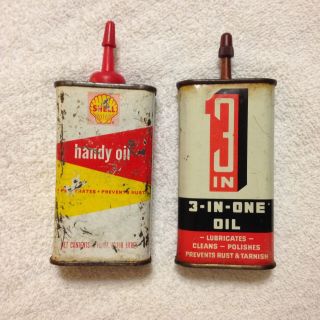 Vintage Oil Cans Shell And 3 - In - One Brands