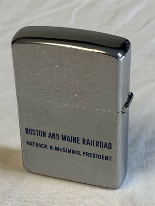 Vintage 1950 ' s Zippo BOSTON AND MAINE RAILROAD Lighter RARE 3