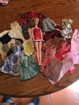 Vintage 1960s Barbie Clone Doll In Long Blonde Hair Homemade Clothes