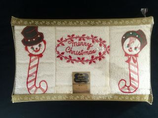 Bucilla Vintage Terry Cloth Merry Christmas Towels New/old Stock Set Of 3