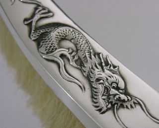 Rare Chinese Export Silver Dragon Clothes Table Brush C1890 Antique Wang Hing