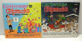 Vintage Christmas With The Chipmunks Vol.  1 & 2 Vinyl Record Lp Read Asis