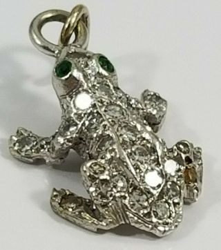 Antique 14k White Gold Diamond Frog Toad Charm