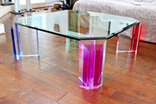 Haziza Vtg Mid Century Modern Lucite Acrylic Glass Coffee Table Sculpture Vasa