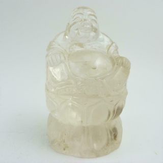 Chinese Carved Rock Crystal Seated Buddha On Double Lotus Throne,  Republic