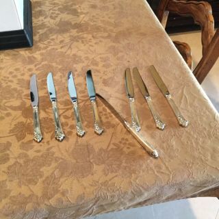 Sterling Silver Handled Oneida Damask Rose Eight Piece Knife Set