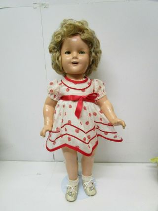 Vintage 18 " Ideal Composition Shirley Temple Doll (red And White Dress)