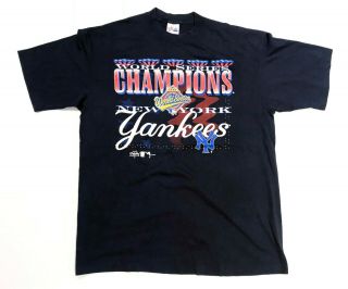 Vintage Majestic Mlb 1996 York Yankees World Series T - Shirt Navy Xl Tee Usa