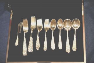 Kirk Repousse Sterling Flatware Set For 8 By 6 Shape With Cream Soups