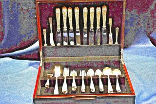 KIRK REPOUSSE STERLING FLATWARE SET FOR 8 BY 6 SHAPE WITH CREAM SOUPS 3