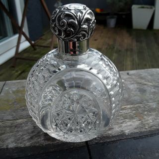 Antique Large Silver Screw Topped Perfume Bottle