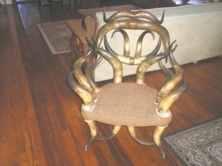 Antique Wenzel Friedrich American Rustic Steer Horn Arm Chair