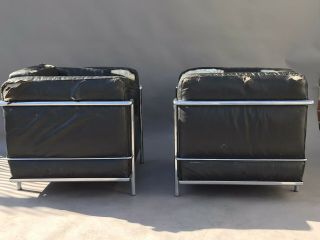 VINTAGE LE CORBUSIER LC2 LEATHER LOUNGE CHAIRS - MID CENTURY MODERN EAMES 1960s 3