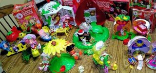 11 Of The 6 " Strawberry Shortcake Doll Family - Plus The Toys For Them To Play On