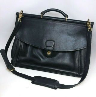 Vintage Coach Black Leather Beekman Messenger Briefcase Shoulder Bag J03 - 5266