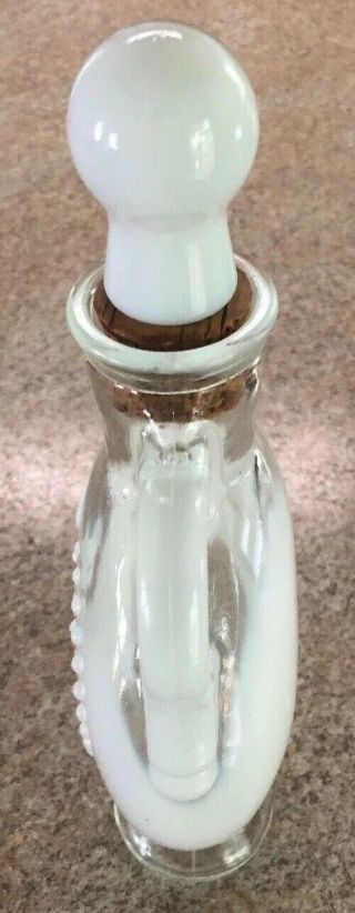 1957 Milk Glass Jim Beam Whiskey Liquor Bottle Decanter Cork Stopper Vintage 2