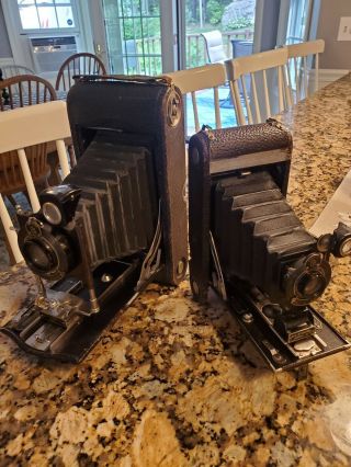 Antique Kodak Folding Cameras.  A No.  3a Autographic And A No.  1a Jr.