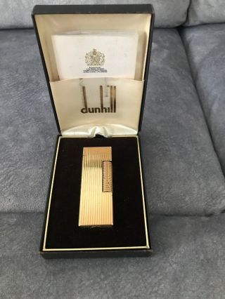 Dunhill Gold Plated Rollagas Cigarette Lighter Boxed In Vgc