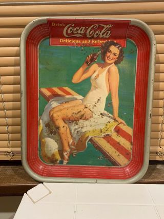 1939 " Springboard Girl " Original/vintage Coca Cola Serving Tray