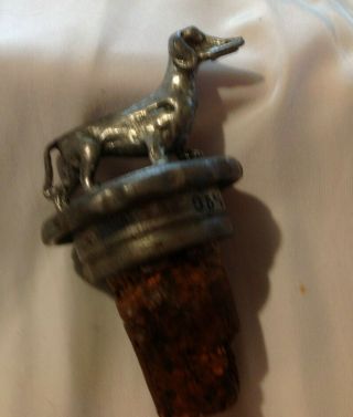 Bottle Stopper Cork & Pewter Dog Dachshund Vintage