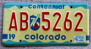 1976 Colorado Centennial/bicentennial License Plate Denver With A 1976 Sticker