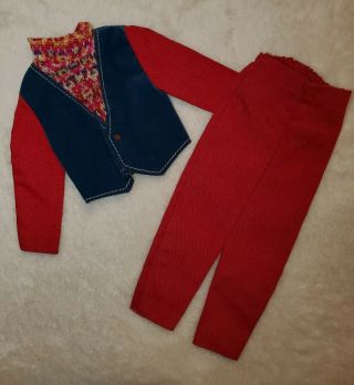 Vintage Barbie Ken 1977 Best Buy Fashion 9705 Sweater Vest Red Pants Set