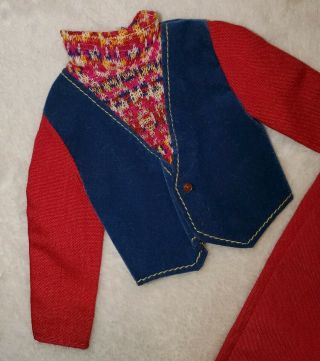 Vintage Barbie Ken 1977 Best Buy Fashion 9705 Sweater Vest Red Pants Set 2