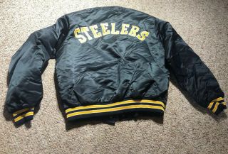 Vintage 70s - 80s Pittsburgh Steelers Satin Varsity Jacket Adult Xl Pro Knitwear