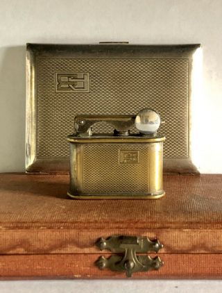 Vintage Lighter Vulcano & Cigarette Case Alpaca Rare