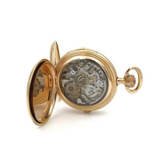 18K GOLD SWISS REPEATER CHRONOGRAPH POCKET WATCH HUNTER ANTIQUE COMPLICATED 2