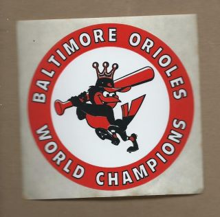 Old Vintage 1966 Baltimore Orioles World Champions Decal