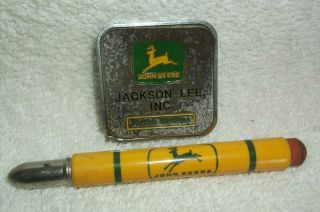 Vintage John Deere Collectible Bullet Pencil & Tape Measure (tm = Flora Indiana)