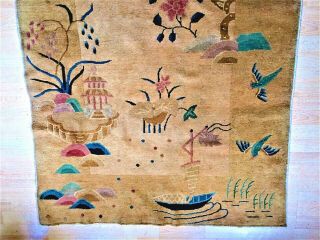 Art Deco Chinese Wool Woven Pictorial Rug