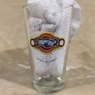 Vtg 2001 Milwaukee Brewers Miller Park Inaugural Opening Day Pint Glass Cup Mug