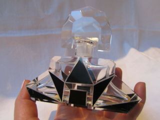 Antique Art Deco Jazz Black Enamel Glass Large Perfume Bottle 1930 