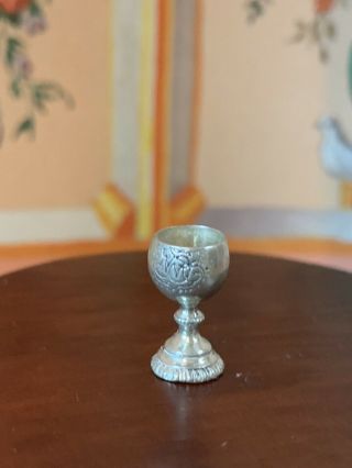 Vintage Miniature Dollhouse Artisan Obadiah Fisher Wine Goblet Rare Sterling
