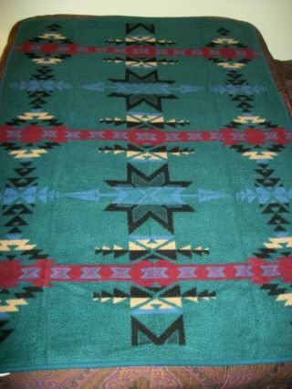 Biederlack Throw Blanket Vtg Southwestern Native Tribal Reversible 75x55