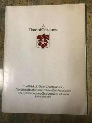 1978 Us Open Golf Program Cherry Hills