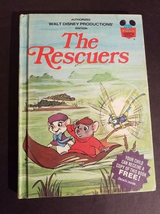 Vintage 1977 Walt Disney Productions The Rescuers Hardback Book Book Club