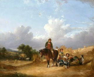 The Harvesters Antique Oil Painting by William Shayer (British,  1787 - 1879) 2