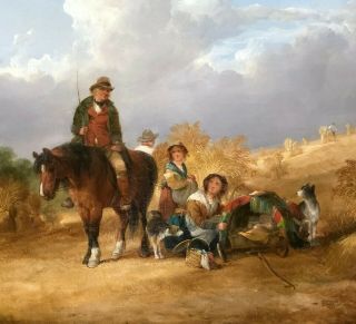 The Harvesters Antique Oil Painting by William Shayer (British,  1787 - 1879) 3