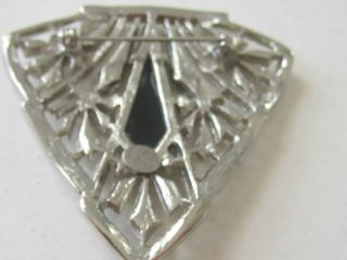 Les Bernard Inc.  Signed Vintage Art Deco Silver Rhinestone Costume Brooch Pin 2