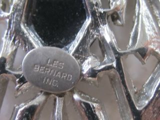 Les Bernard Inc.  Signed Vintage Art Deco Silver Rhinestone Costume Brooch Pin 3