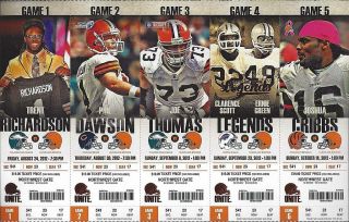 2012 NFL CLEVELAND BROWNS FULL FOOTBALL TICKETS ENTIRE HOME SEASON 2