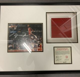 Michael Jordan Signed Photo And Game Floor Authenticated