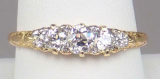Eye Catching Antique Victorian 18k Gold 5 Stone 1ct Diamond Scrolling Ring Sz 10