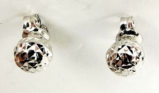 Vintage 9ct White Gold Diamond Cut Ball Post Earrings