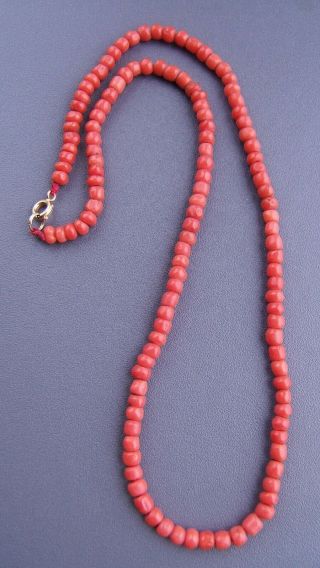 GORGEOUS ANTIQUE REAL CARVED CORAL BEAD NECKLACE 14g 2